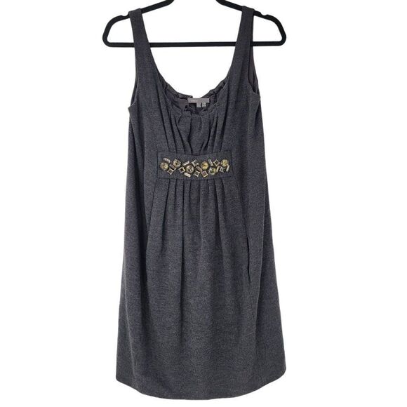 Vince Gray Dress Womens Size Small Wool Sleeveless Rhinestones Pockets - Picture 1 of 7